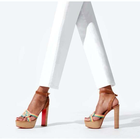 Christian Louboutin Ella 130 Brown Red Ankle Strap Platform Sandal Heel Pump 36 - Picture 5 of 12